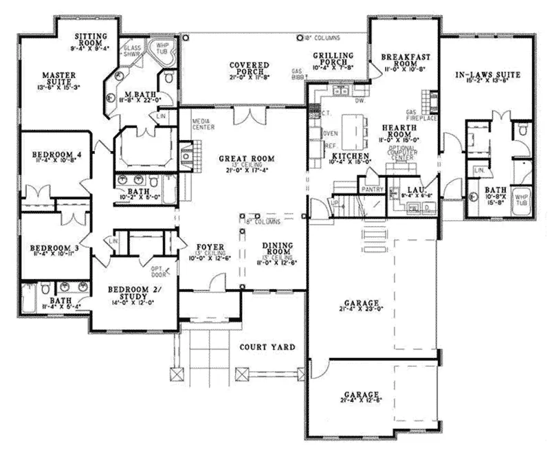 Contemporary House Plan First Floor - Castleberry Creek Luxury Home 055D-0785 - Search House Plans and More