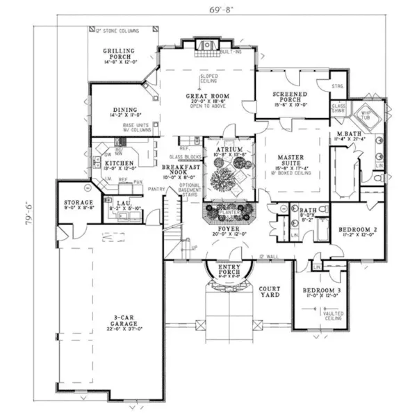 Contemporary House Plan First Floor - Volterra Mediterranean Home 055D-0786 - Shop House Plans and More