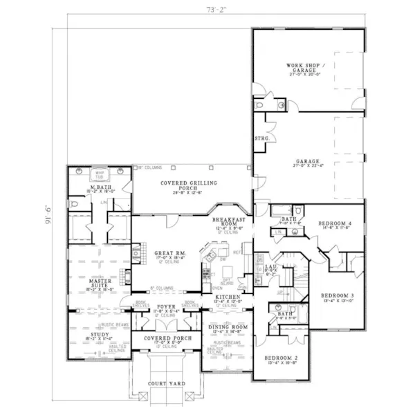 European House Plan First Floor - Bedford Falls European Home 055D-0787 - Search House Plans and More