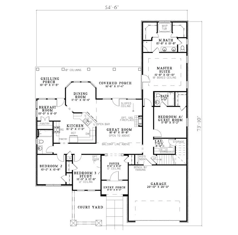Contemporary House Plan First Floor - Marconi Ridge Modern Rustic Home 055D-0788 - Shop House Plans and More