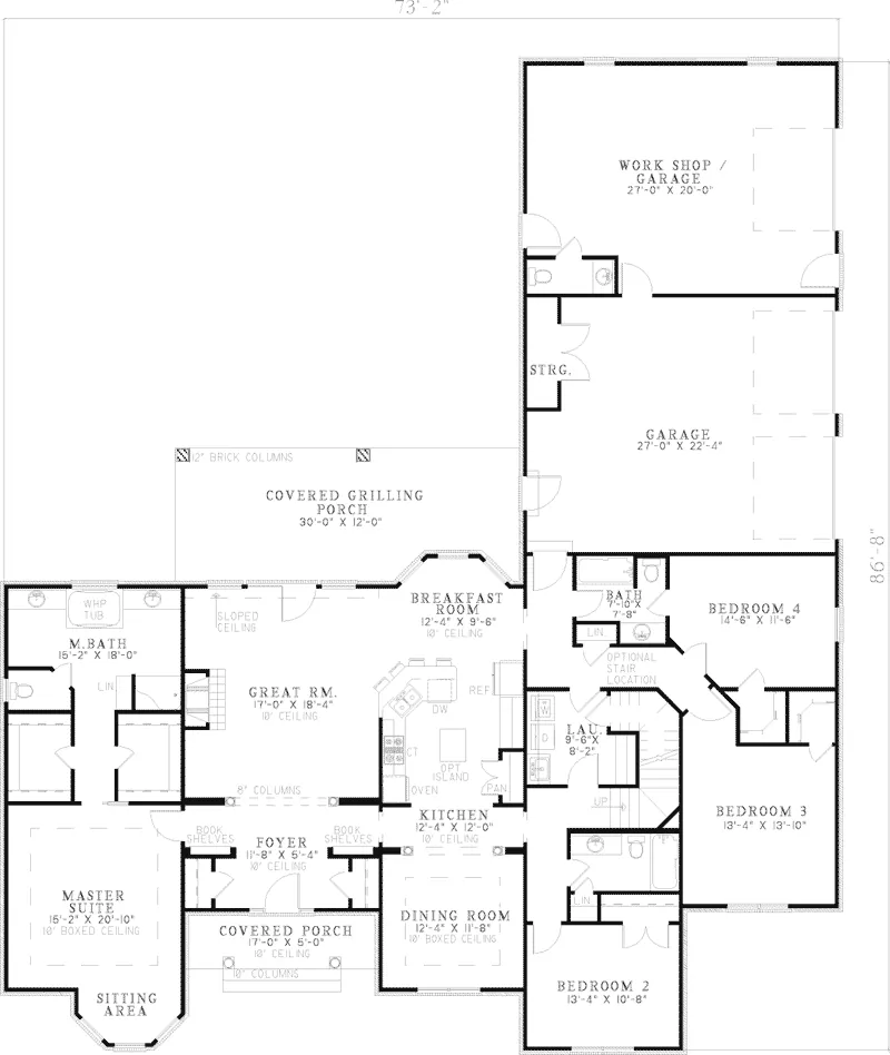Traditional House Plan First Floor - Conestoga Country Style Home 055D-0793 - Search House Plans and More
