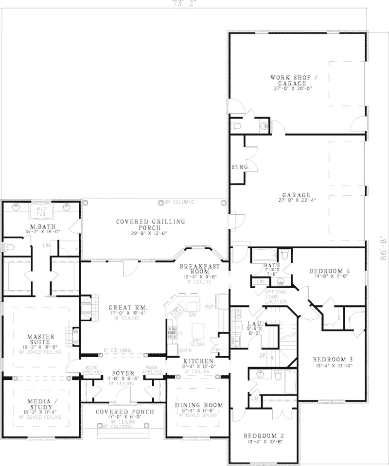Country House Plan First Floor - Four Oaks Luxury Country Home 055D-0794 - Search House Plans and More