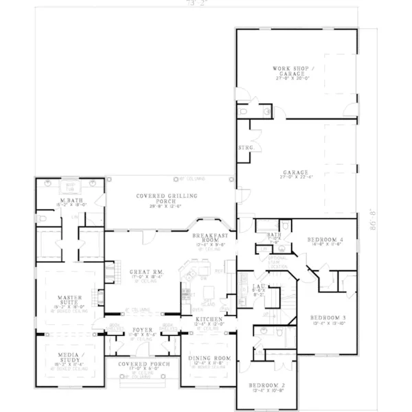 Luxury House Plan First Floor - Four Oaks Luxury Country Home 055D-0794 - Search House Plans and More