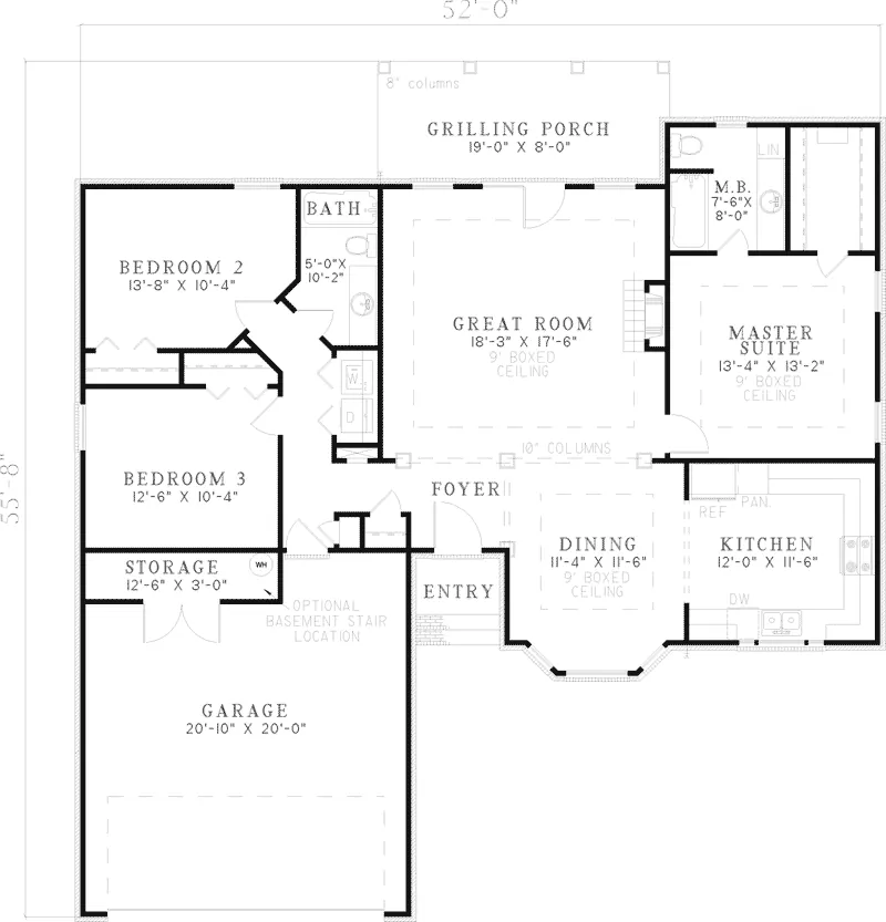 Ranch House Plan First Floor - Dresden Place Ranch Home 055D-0800 - Search House Plans and More
