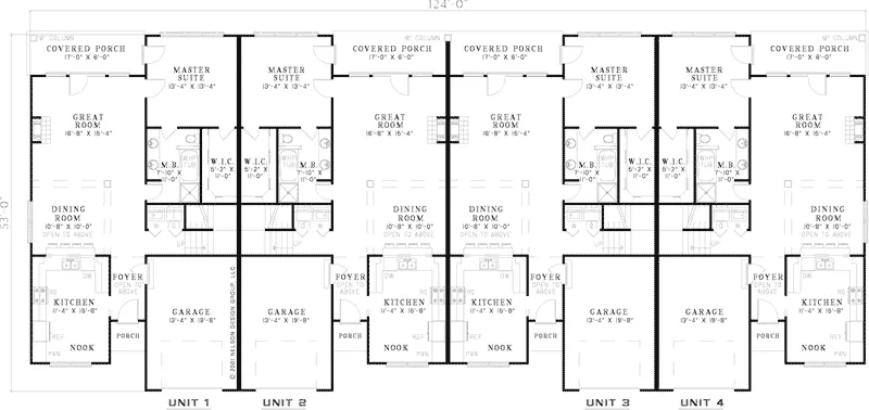 Multi-Family House Plan First Floor - Lumsden Traditional Duplex 055D-0801 - Shop House Plans and More
