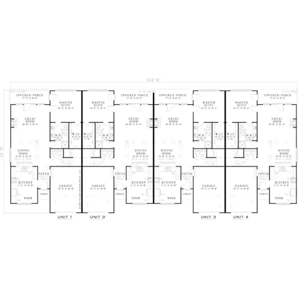 Traditional House Plan First Floor - Lumsden Traditional Duplex 055D-0801 - Shop House Plans and More