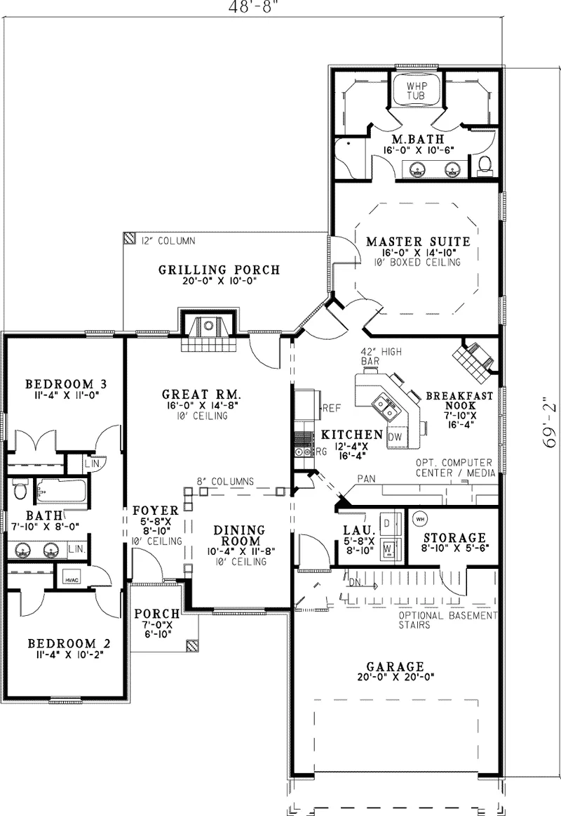 Traditional House Plan First Floor - Dolan Place Traditional Home 055D-0802 - Search House Plans and More