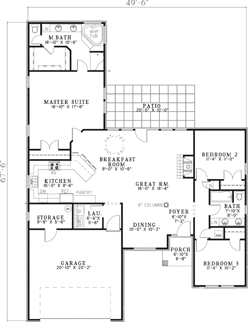 Traditional House Plan First Floor - Harmon Hollow Ranch Home 055D-0804 - Search House Plans and More