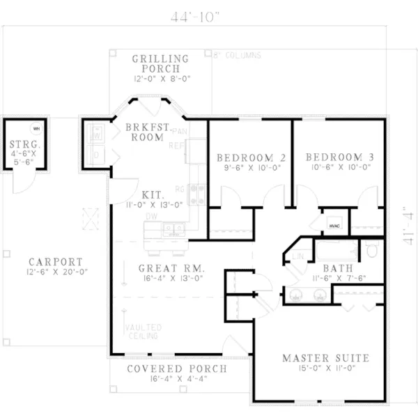 Ranch House Plan First Floor - Dugan Hill Traditional Home 055D-0806 - Search House Plans and More