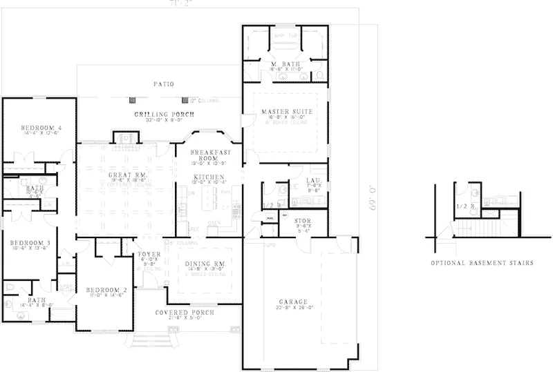 Country House Plan First Floor - Crawley Traditional Ranch Home 055D-0808 - Search House Plans and More