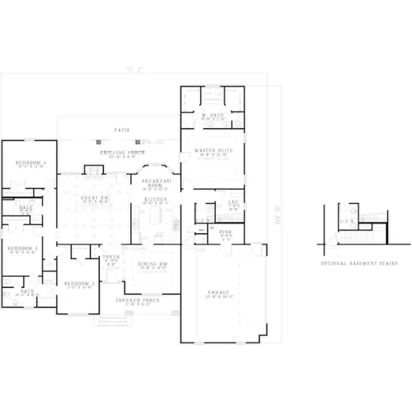 Ranch House Plan First Floor - Crawley Traditional Ranch Home 055D-0808 - Search House Plans and More