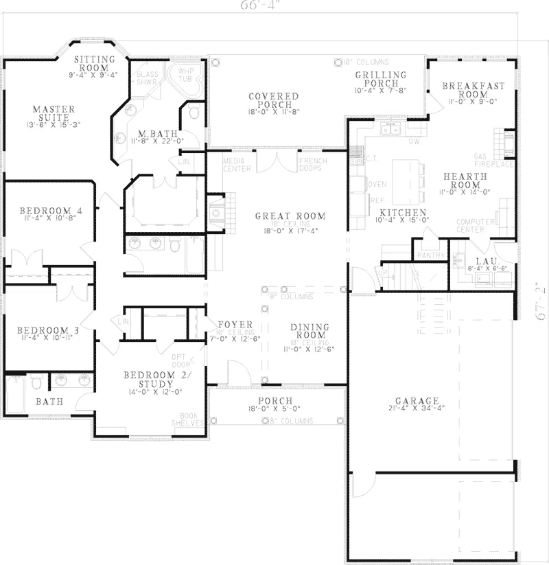 Traditional House Plan First Floor - Mistflower Traditional Home 055D-0810 - Shop House Plans and More