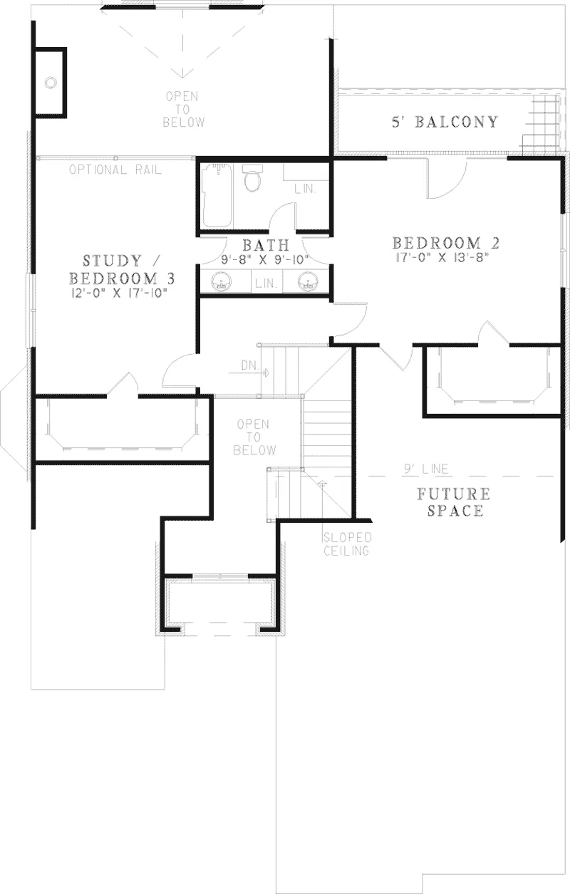 Prairie House Plan Second Floor - Potts Point Prairie Style Home 055D-0813 - Shop House Plans and More