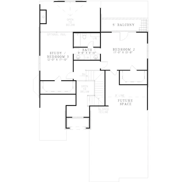 Prairie House Plan Second Floor - Potts Point Prairie Style Home 055D-0813 - Shop House Plans and More