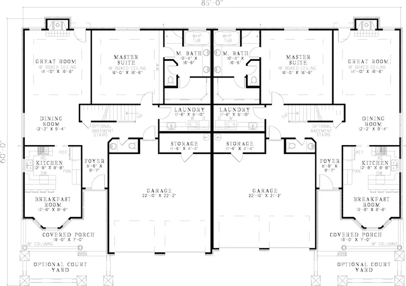 Traditional House Plan First Floor - Jamison Rustic Duplex 055D-0814 - Search House Plans and More