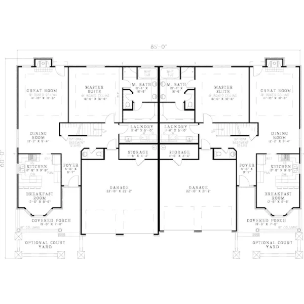 Contemporary House Plan First Floor - Jamison Rustic Duplex 055D-0814 - Search House Plans and More