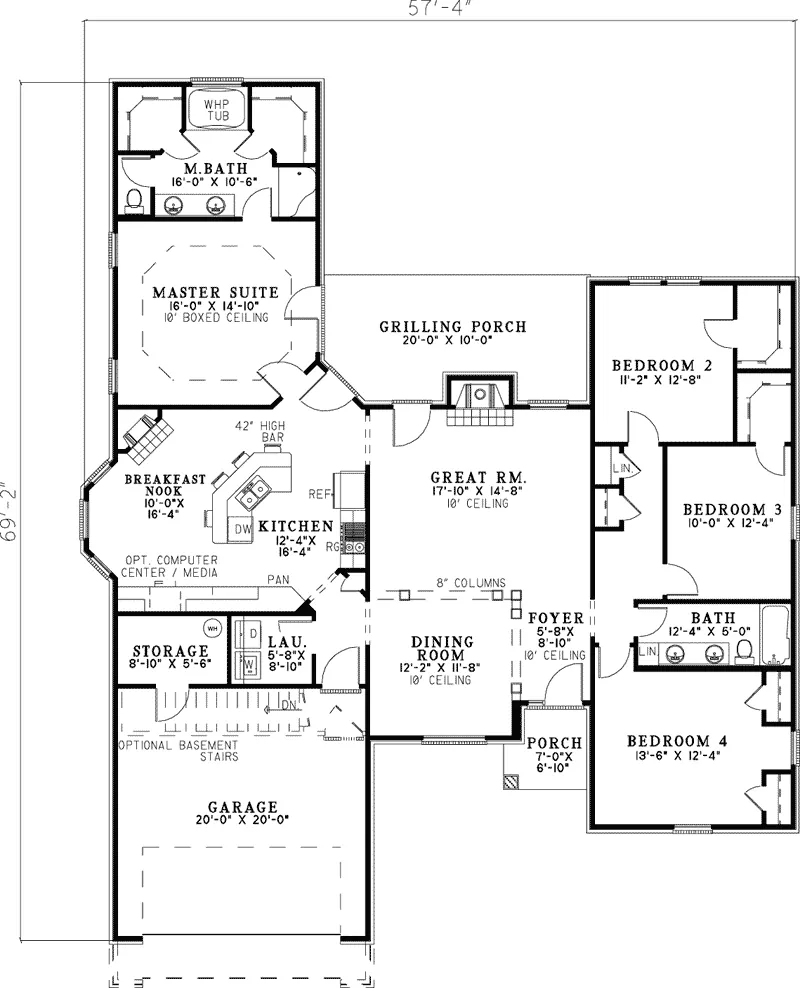 Traditional House Plan First Floor - Rainier Ranch Home 055D-0815 - Shop House Plans and More