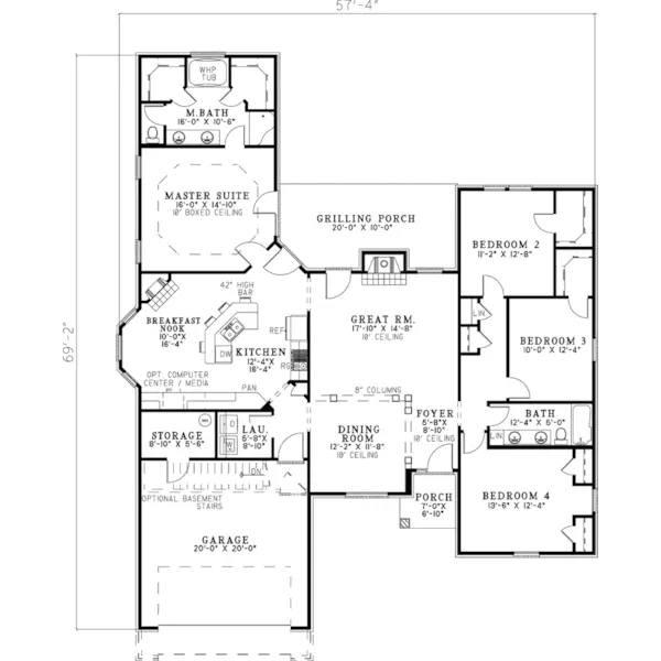 Traditional House Plan First Floor - Rainier Ranch Home 055D-0815 - Shop House Plans and More