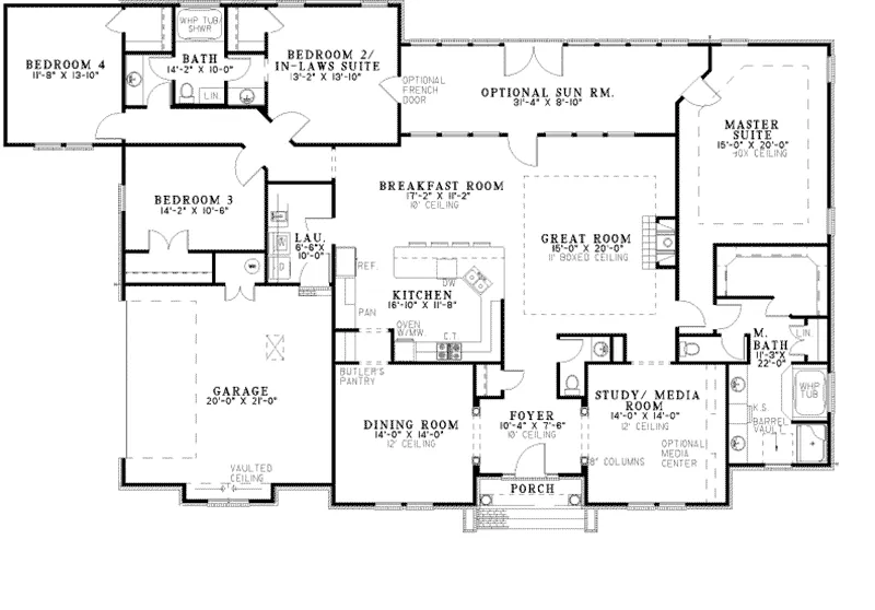 Ranch House Plan First Floor - Dudley Hill Traditional Home 055D-0818 - Search House Plans and More