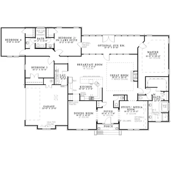 Ranch House Plan First Floor - Dudley Hill Traditional Home 055D-0818 - Search House Plans and More