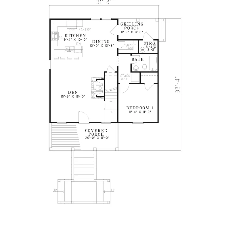 Rustic House Plan First Floor - Elksworth Rustic Lowcountry Home 055D-0819 - Search House Plans and More