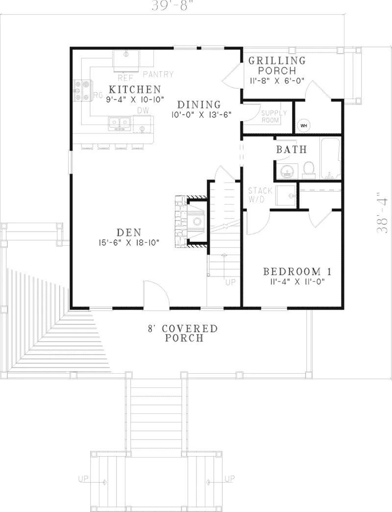 Country House Plan First Floor - Serenity Cove Cabin Home 055D-0820 - Shop House Plans and More