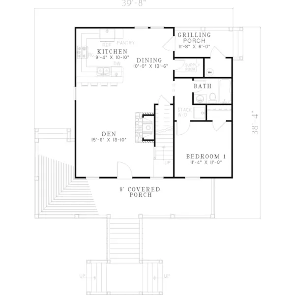 Country House Plan First Floor - Serenity Cove Cabin Home 055D-0820 - Shop House Plans and More