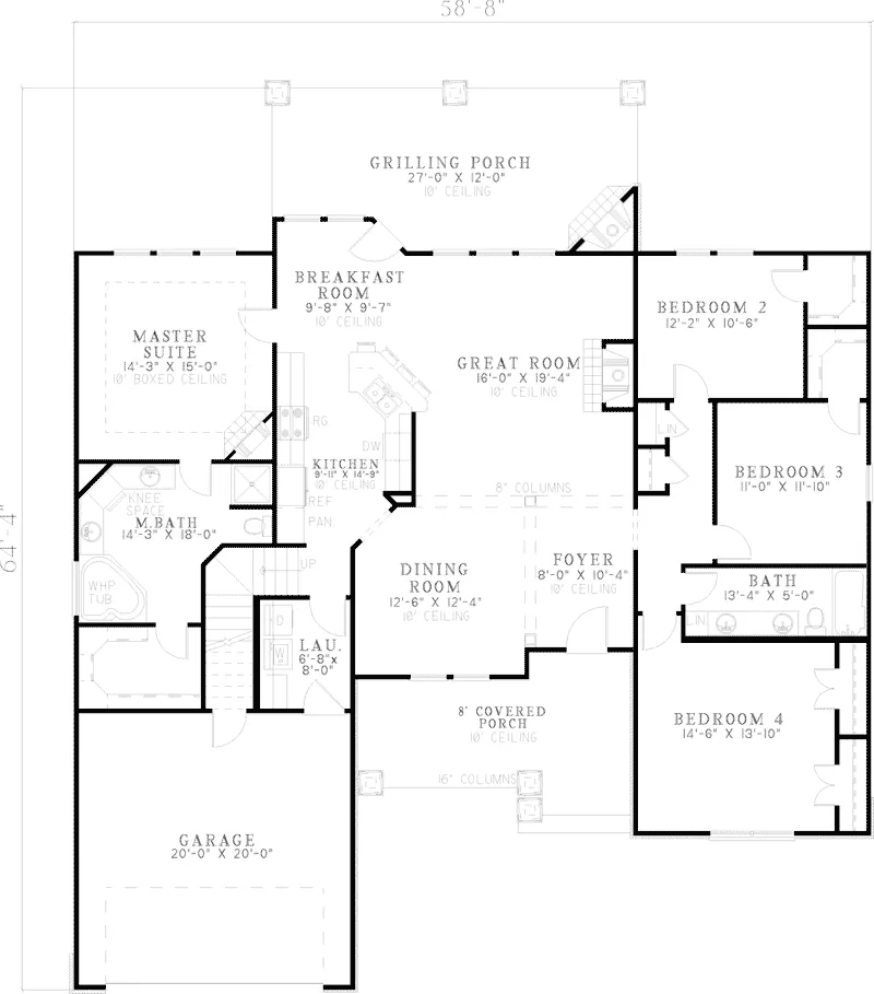 Craftsman House Plan First Floor - Satinwood Arts And Crafts Home 055D-0837 - Shop House Plans and More