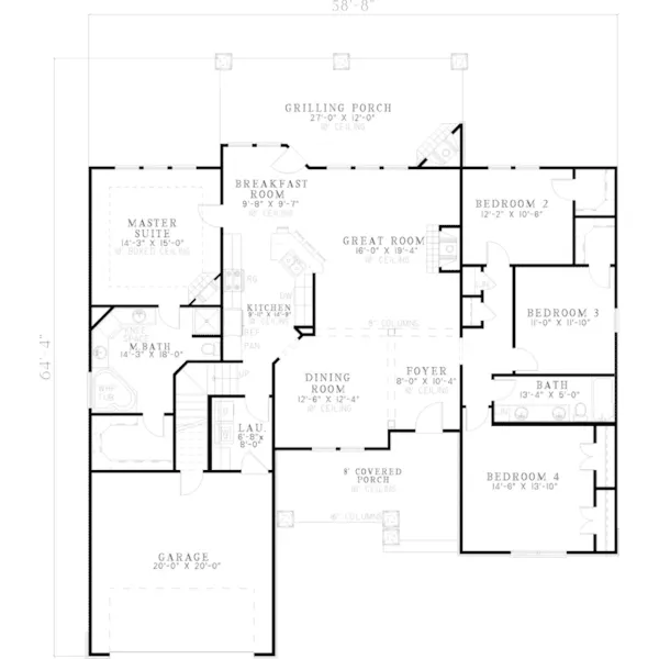 Ranch House Plan First Floor - Satinwood Arts And Crafts Home 055D-0837 - Shop House Plans and More