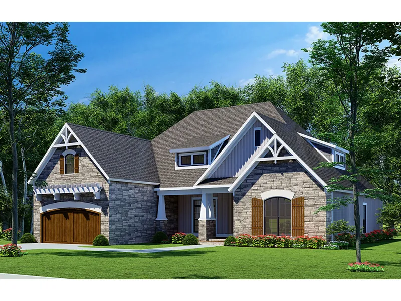 Arts & Crafts House Plan Front Photo 01 - Satinwood Arts And Crafts Home 055D-0837 - Shop House Plans and More