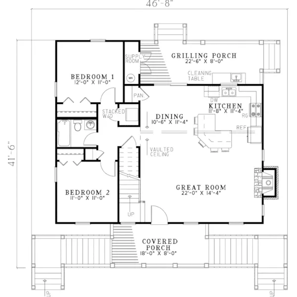 Country House Plan First Floor - Palomino Lowcountry Cottage Home 055D-0838 - Shop House Plans and More