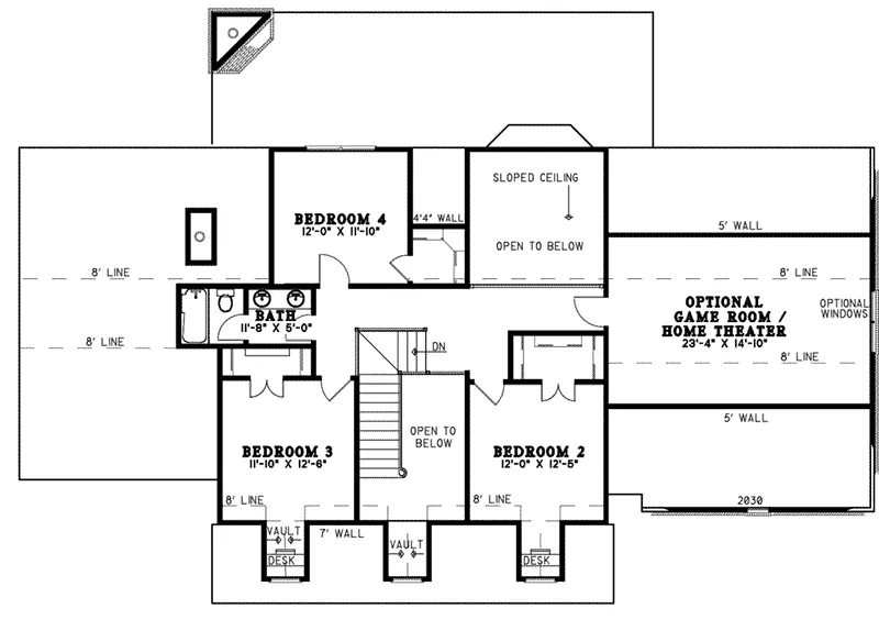 Traditional House Plan Second Floor - Edisto Cape Cod Style Home 055D-0841 - Search House Plans and More