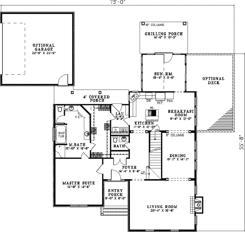 Traditional House Plan First Floor - Augustine Cliff Southern Home 055D-0843 - Search House Plans and More