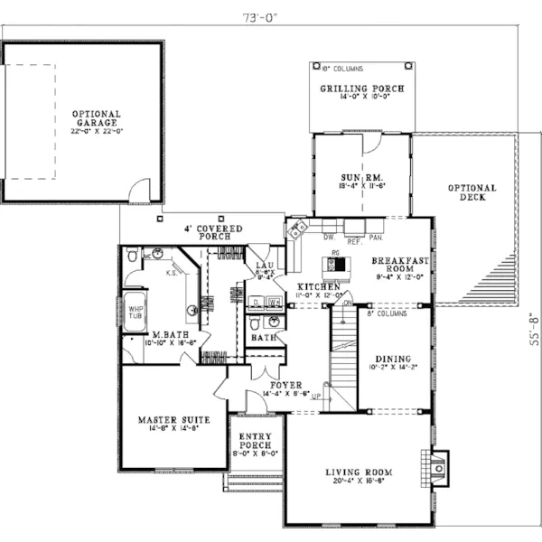 Traditional House Plan First Floor - Augustine Cliff Southern Home 055D-0843 - Search House Plans and More