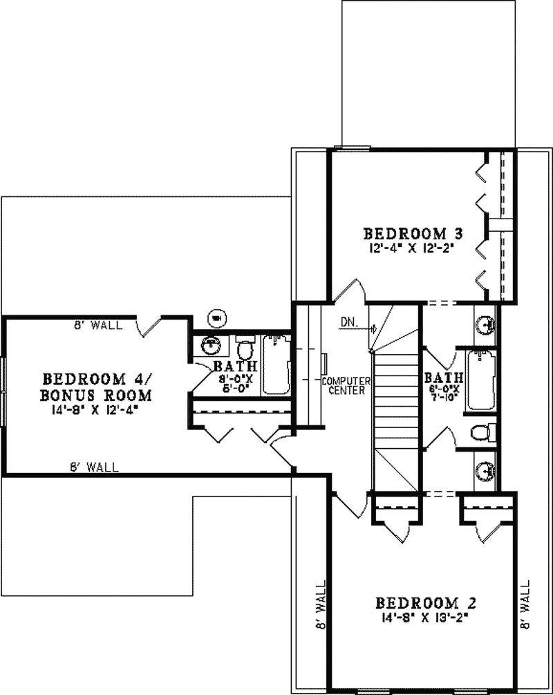 Southern House Plan Second Floor - Augustine Cliff Southern Home 055D-0843 - Search House Plans and More