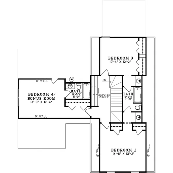 Traditional House Plan Second Floor - Augustine Cliff Southern Home 055D-0843 - Search House Plans and More