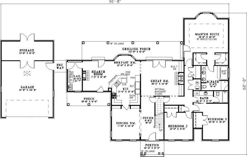 Traditional House Plan First Floor - Nob Hill Country Home 055D-0844 - Shop House Plans and More