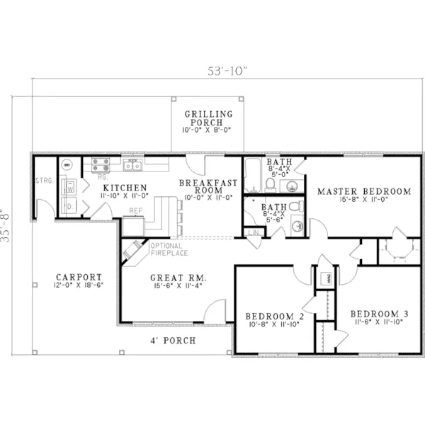 Ranch House Plan First Floor - Vandiver Ranch Home 055D-0845 - Shop House Plans and More