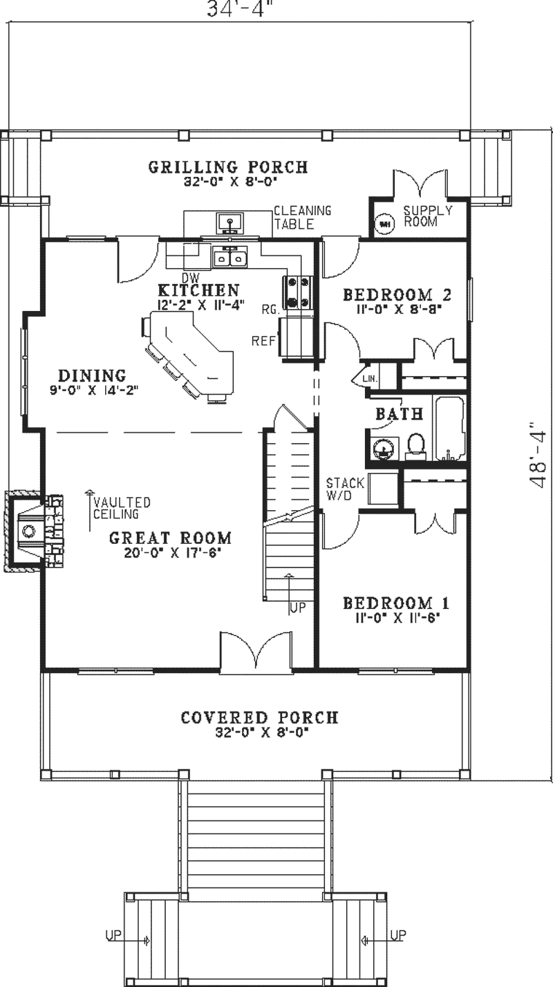 Cabin & Cottage House Plan First Floor - Colwood Vacation Home 055D-0846 - Search House Plans and More