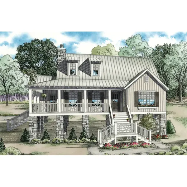 Cabin & Cottage House Plan Front of Home - Maguire Raised Lowcountry Home 055D-0847 - Shop House Plans and More