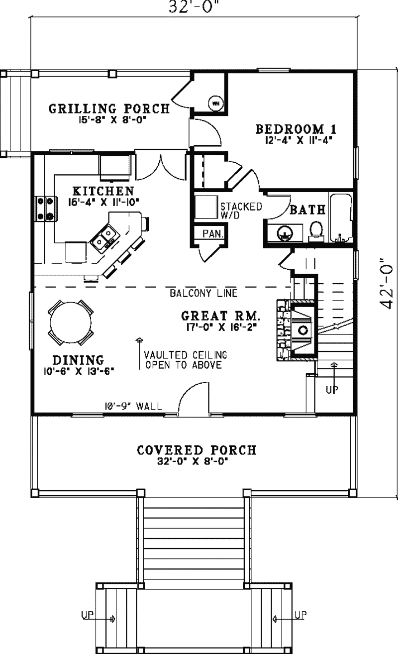 Mountain House Plan First Floor - Seasonridge Vacation Cabin Home 055D-0848 - Shop House Plans and More