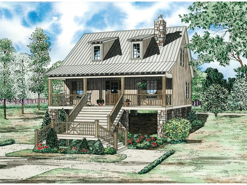 Vacation House Plan Front of Home - Seasonridge Vacation Cabin Home 055D-0848 - Shop House Plans and More