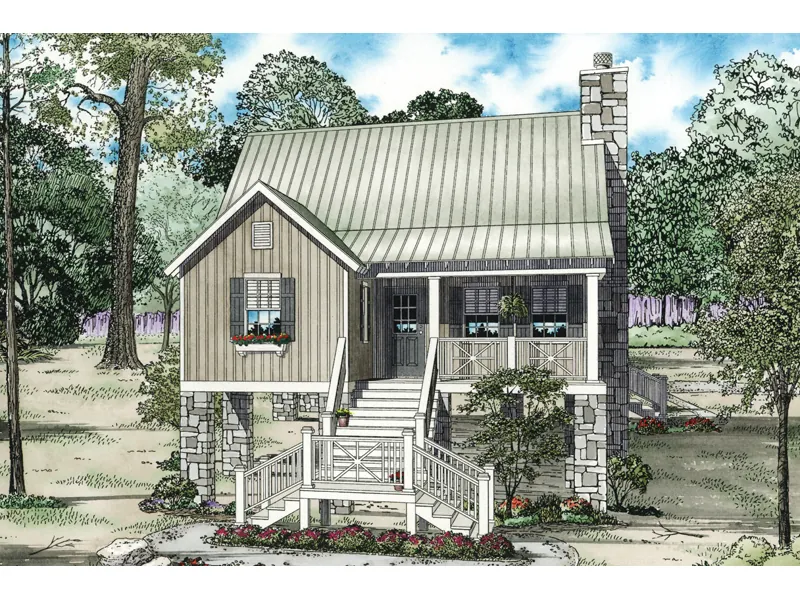 Waterfront House Plan Front of Home - Toulouse Lowcountry Cottage Home 055D-0849 - Shop House Plans and More
