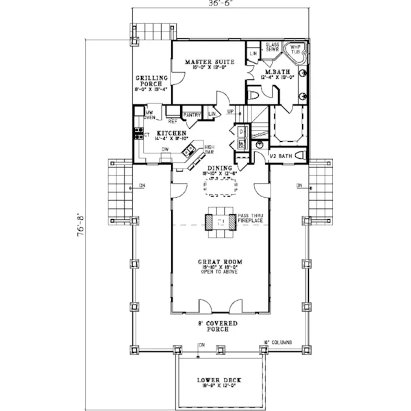 Vacation House Plan First Floor - Kirkland Place Rustic Home 055D-0850 - Search House Plans and More