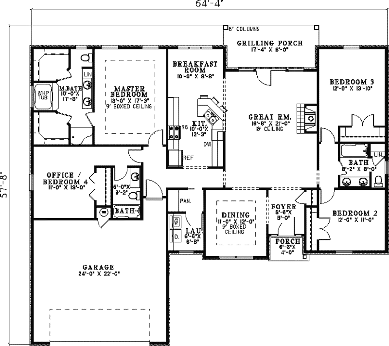 Ranch House Plan First Floor - Damon Ranch Home 055D-0851 - Search House Plans and More