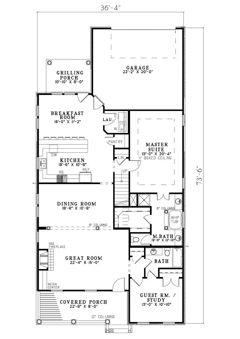 Colonial House Plan First Floor - Ruston Hill Southern Home 055D-0855 - Shop House Plans and More