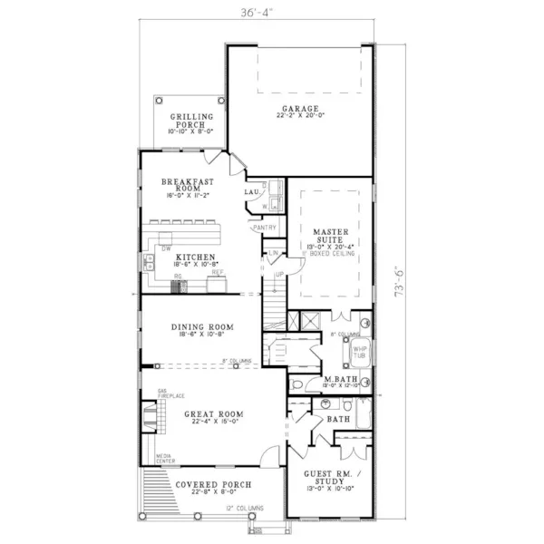 Georgian House Plan First Floor - Ruston Hill Southern Home 055D-0855 - Shop House Plans and More