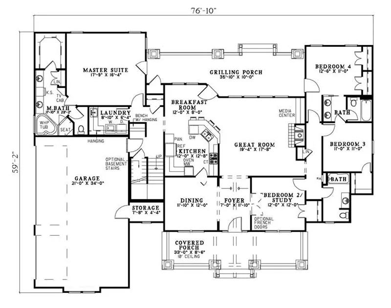 Country House Plan First Floor - Aaron Park Craftsman Home 055D-0859 - Search House Plans and More