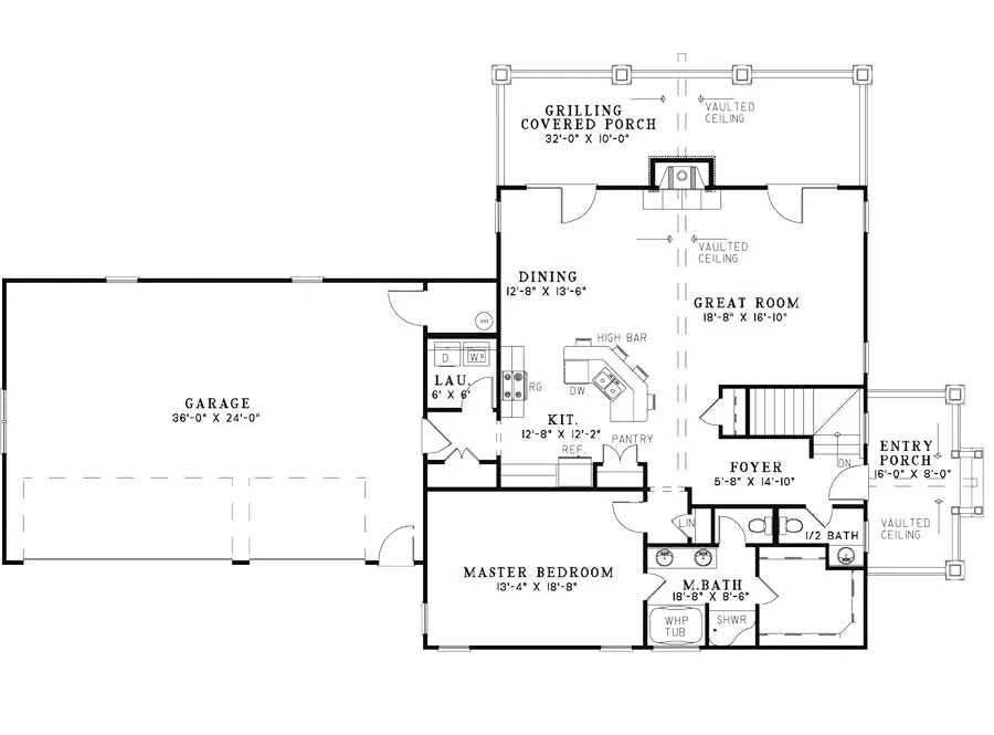 Ranch House Plan First Floor - Lone Trail Rustic Home 055D-0863 - Shop House Plans and More