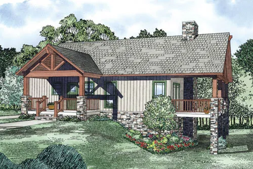 Ranch House Plan Front of Home - Lone Trail Rustic Home 055D-0863 - Shop House Plans and More